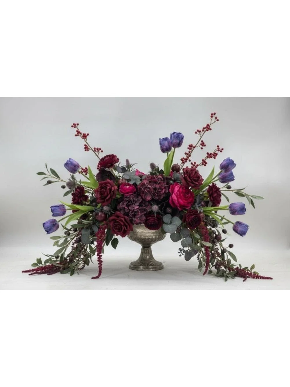 Purple Real Touch Artificial Tulip Bouquet, 6 Stem 14 Inch Faux Flowers, Fall We